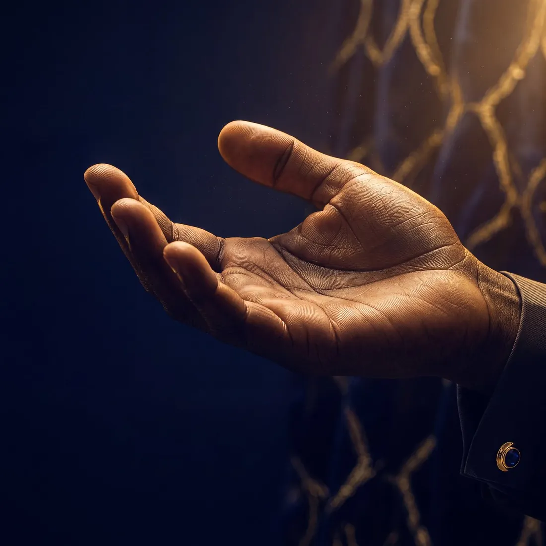 A hand reaching back to help the next person up